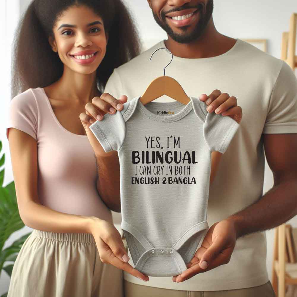 Bilingual Baby Bodysuit English and Bangla Funny Baby Gift Dual Language Baby Clothes