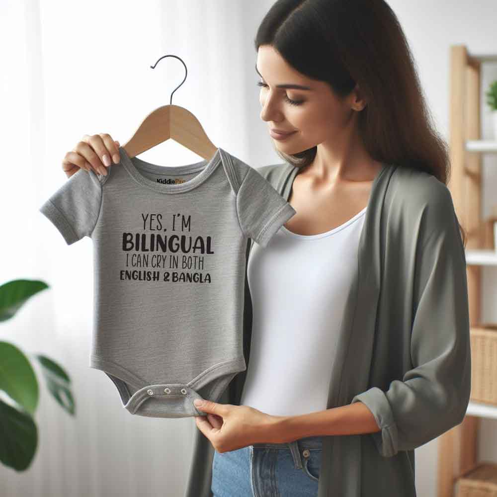 Bilingual Baby Bodysuit English and Bangla Funny Baby Gift Dual Language Baby Clothes