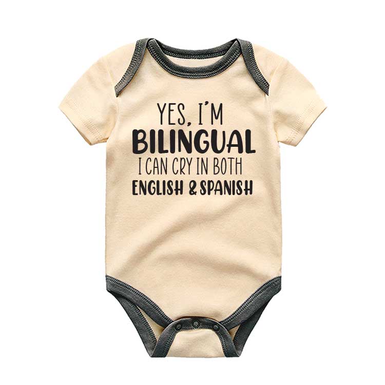 Funny Bilingual Baby Bodysuit English and Spanish  Funny Baby Gift Dual Language Baby Clothes