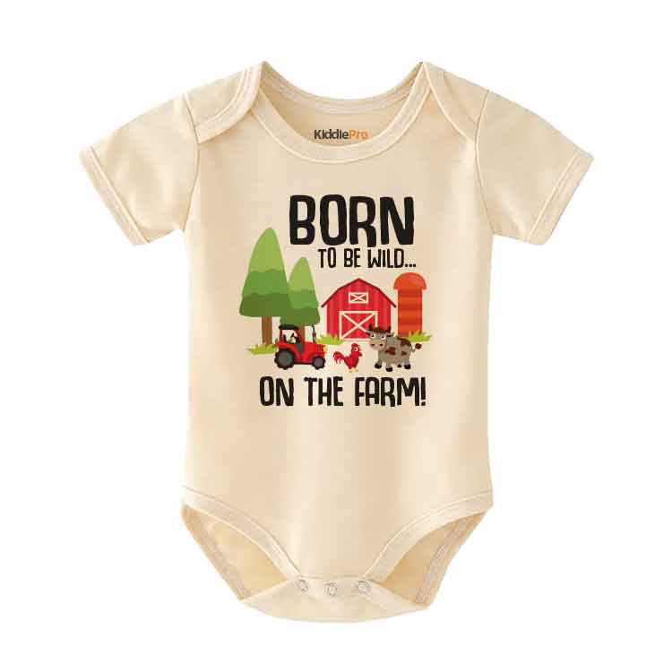 Born to be wild - Unisex Infant One Piece Baby Bodysuit - Animal Farm Theme baby outfit