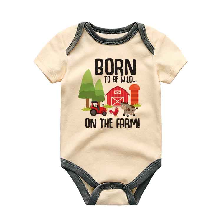 Born to be wild - Unisex Infant One Piece Baby Bodysuit - Animal Farm Theme baby outfit