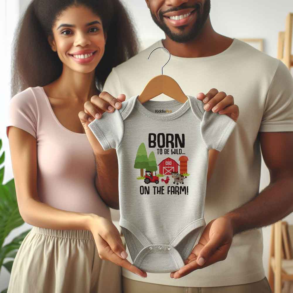 Born to be wild - Unisex Infant One Piece Baby Bodysuit - Animal Farm Theme baby outfit