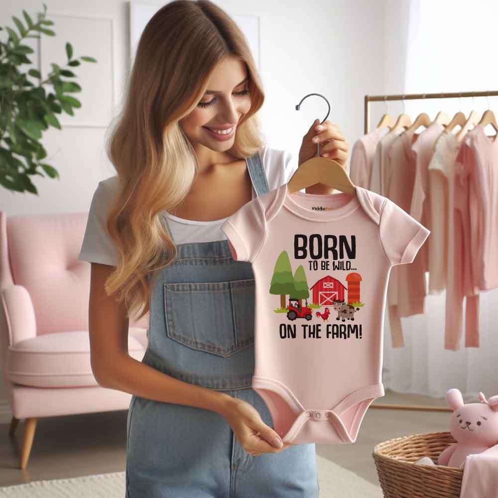 Born to be wild - Unisex Infant One Piece Baby Bodysuit - Animal Farm Theme baby outfit