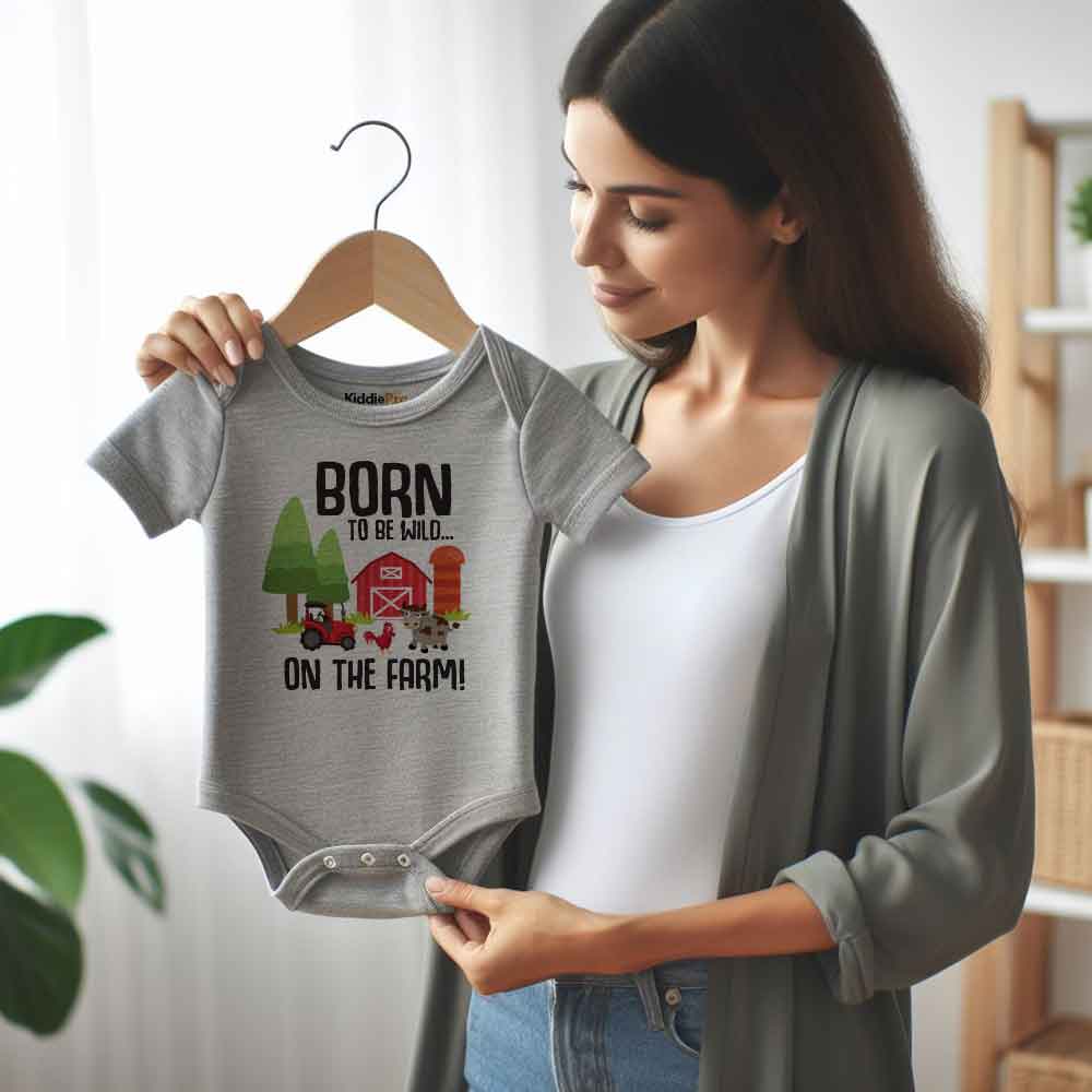 Born to be wild - Unisex Infant One Piece Baby Bodysuit - Animal Farm Theme baby outfit