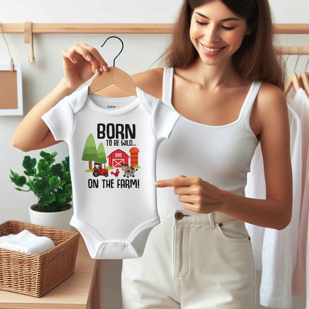 Born to be wild - Unisex Infant One Piece Baby Bodysuit - Animal Farm Theme baby outfit