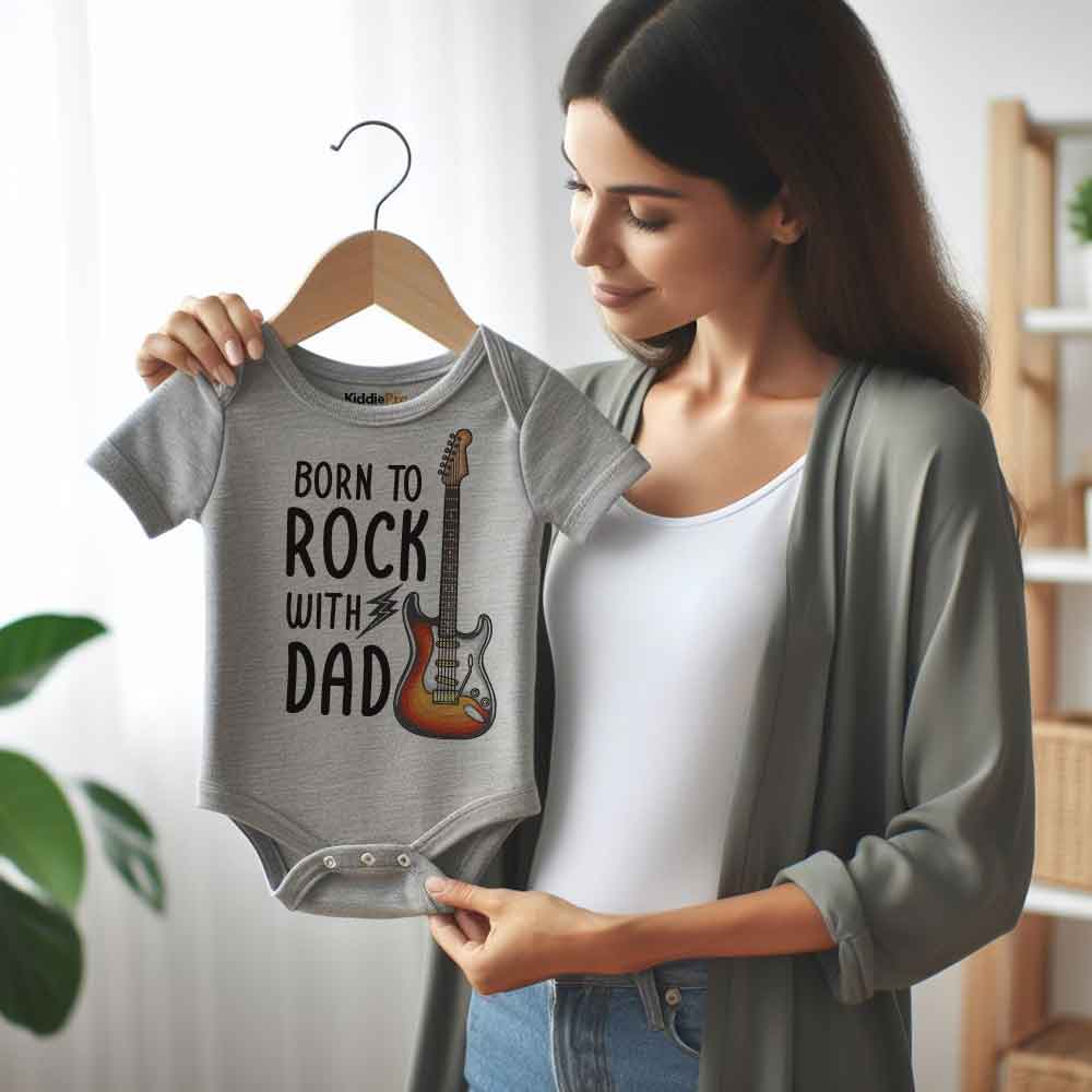 Born to rock with Dad - Rockstar Baby bodysuit, Rock Band, Rock and Roll Baby clothes, Music Lover, Cute Infant Clothing