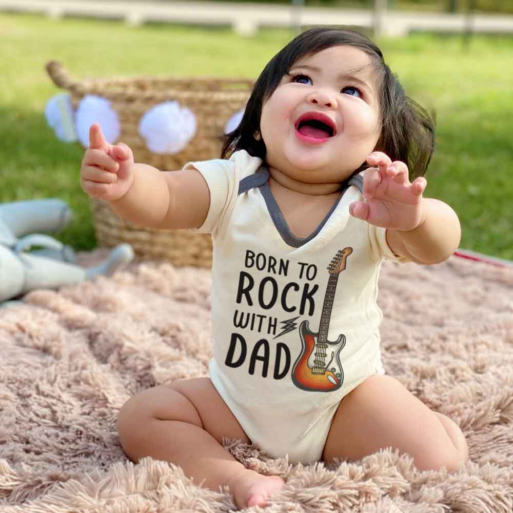 Born to rock with Dad - Rockstar Baby bodysuit, Rock Band, Rock and Roll Baby clothes, Music Lover, Cute Infant Clothing