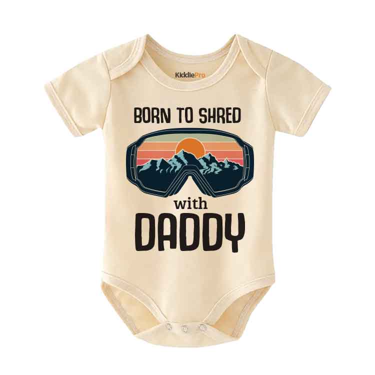 Born to Shred with Daddy - Snowboarding Baby clothes, Skiing Adventure Baby romper, Snowsports, Cute Infant Clothing