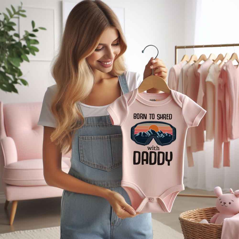 Born to Shred with Daddy - Snowboarding Baby clothes, Skiing Adventure Baby romper, Snowsports, Cute Infant Clothing