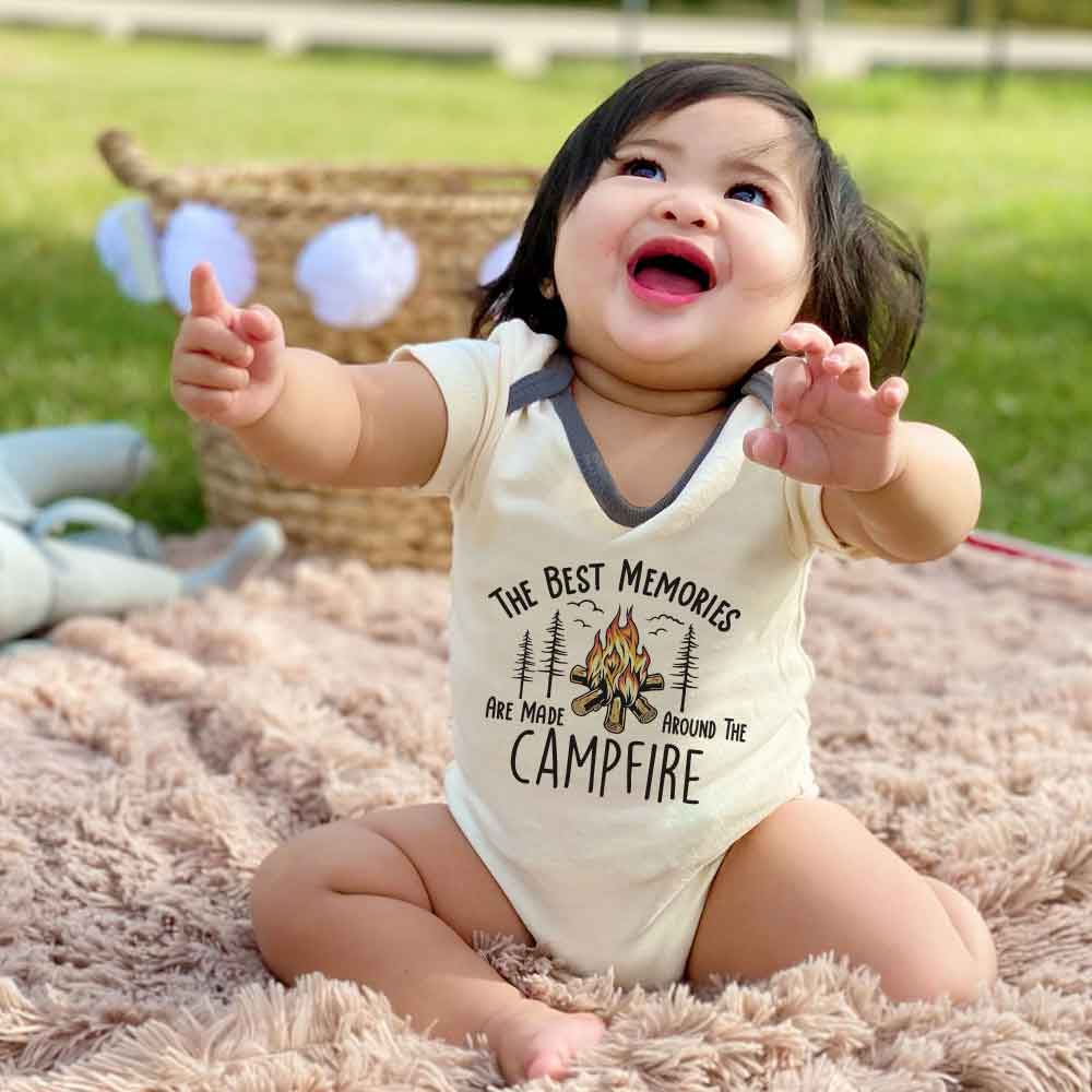 Campfire Baby bodysuit-Camping baby outfit, litte camper, Adventure outdoor baby clothes,