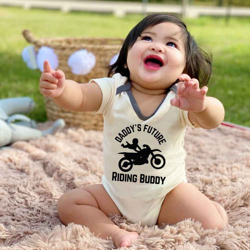 Daddy's Future Riding Buddy Baby Bodysuit  motorcycle father son daughter bond Future Rider baby clothes