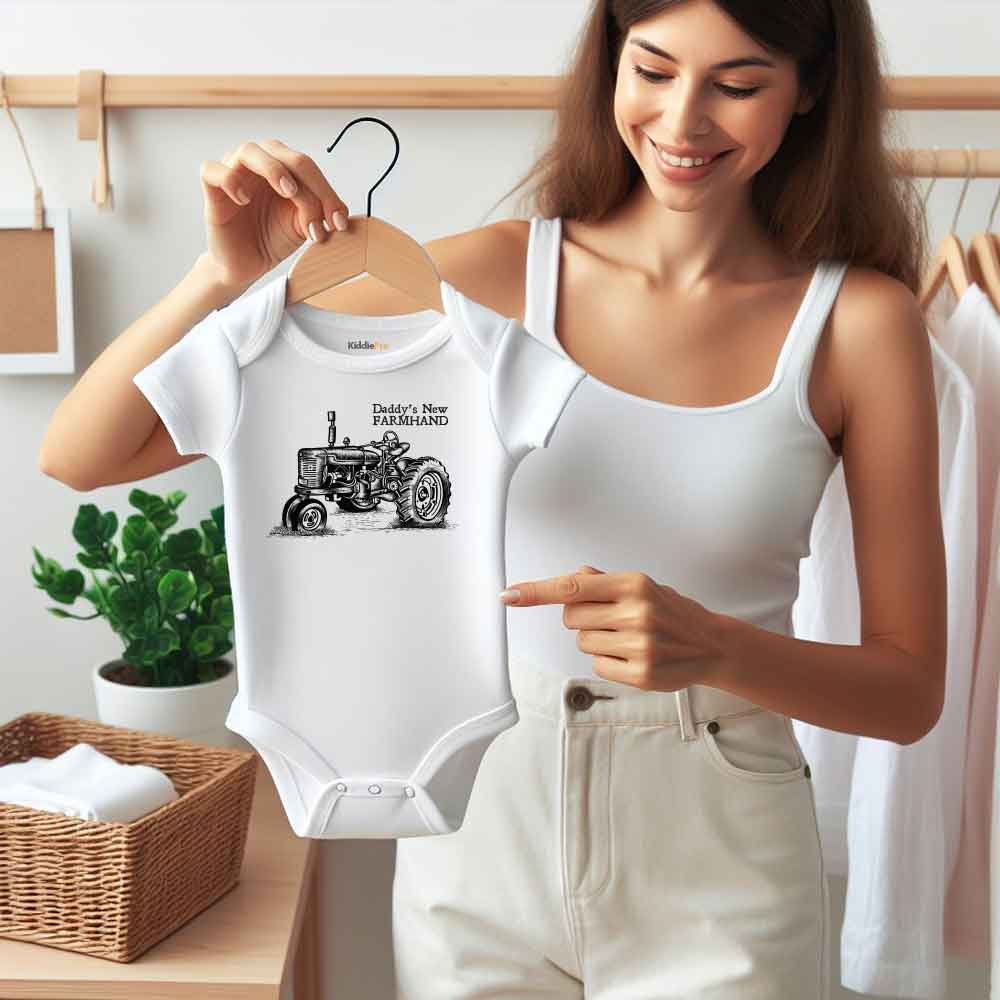 Daddy's new farmhand baby bodysuit Farm Help little farmer Farm Baby outfit Tractor Farm baby cothes