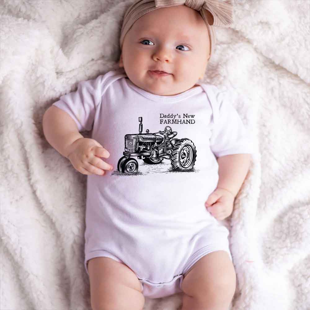 Daddy's new farmhand baby bodysuit Farm Help little farmer Farm Baby outfit Tractor Farm baby cothes