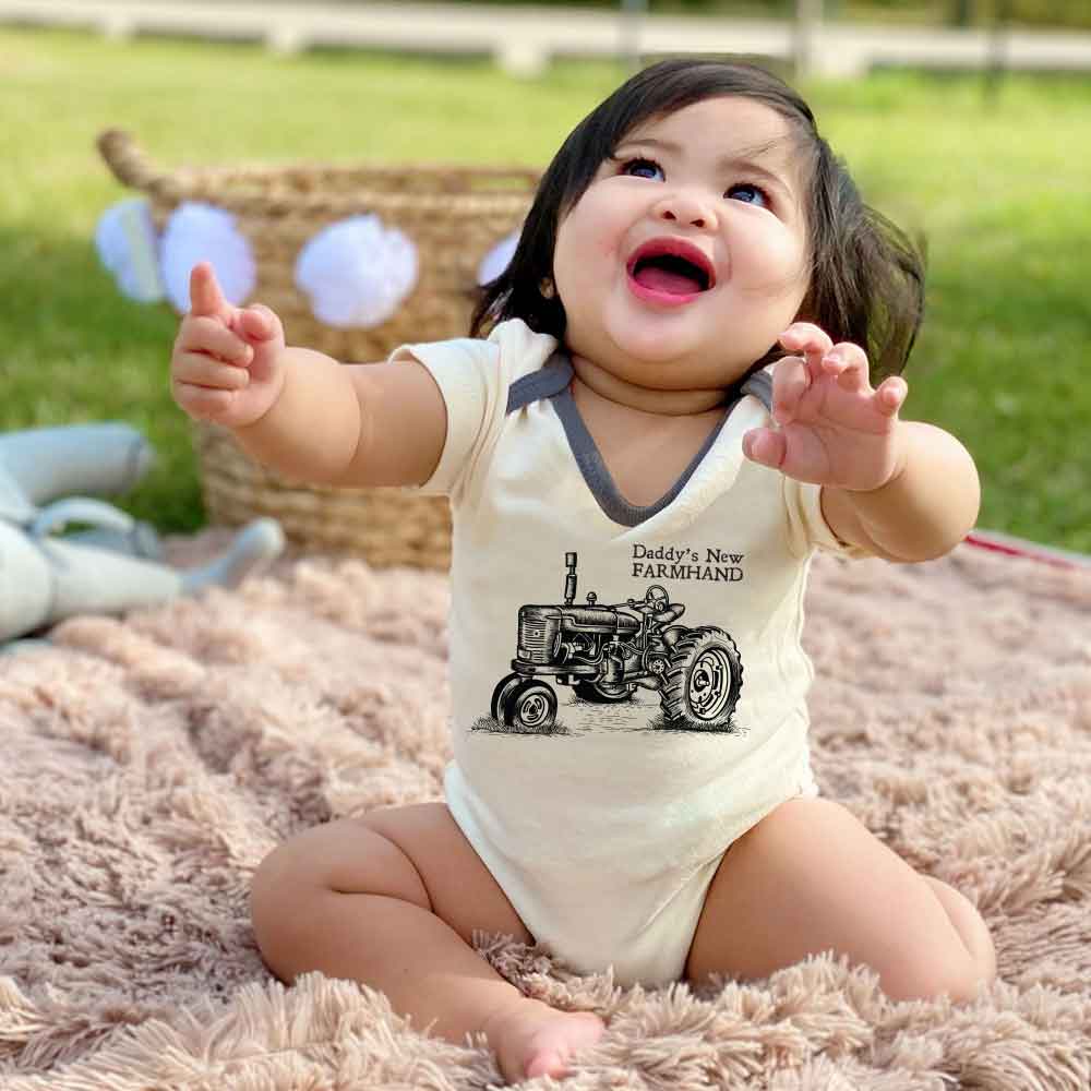 Daddy's new farmhand baby bodysuit Farm Help little farmer Farm Baby outfit Tractor Farm baby cothes