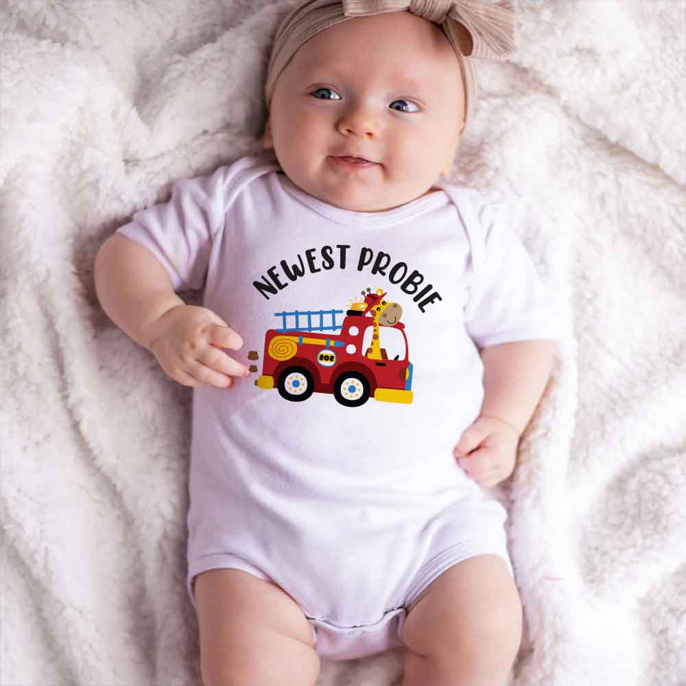 New Probie Firefighter Baby bodysuit firetruck fireman dad baby clothes Funny Newborn Baby Clothes