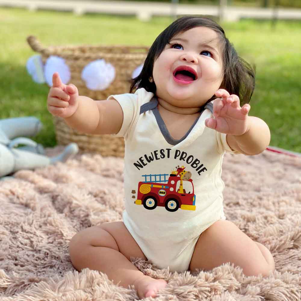 New Probie Firefighter Baby bodysuit firetruck fireman dad baby clothes Funny Newborn Baby Clothes