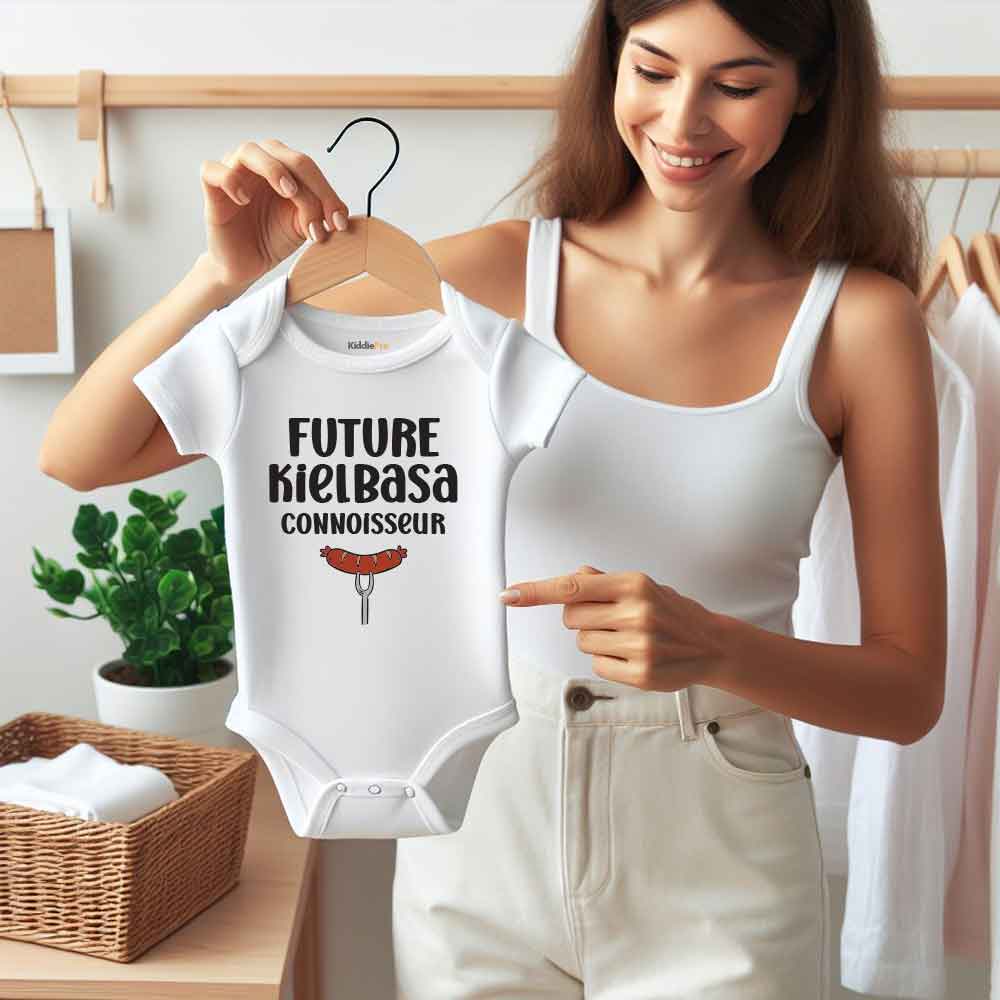 Future Kielbasa Baby Bodysuit Polish Sausage Food Pun Food Humor Polish Baby Food lover Baby outfit