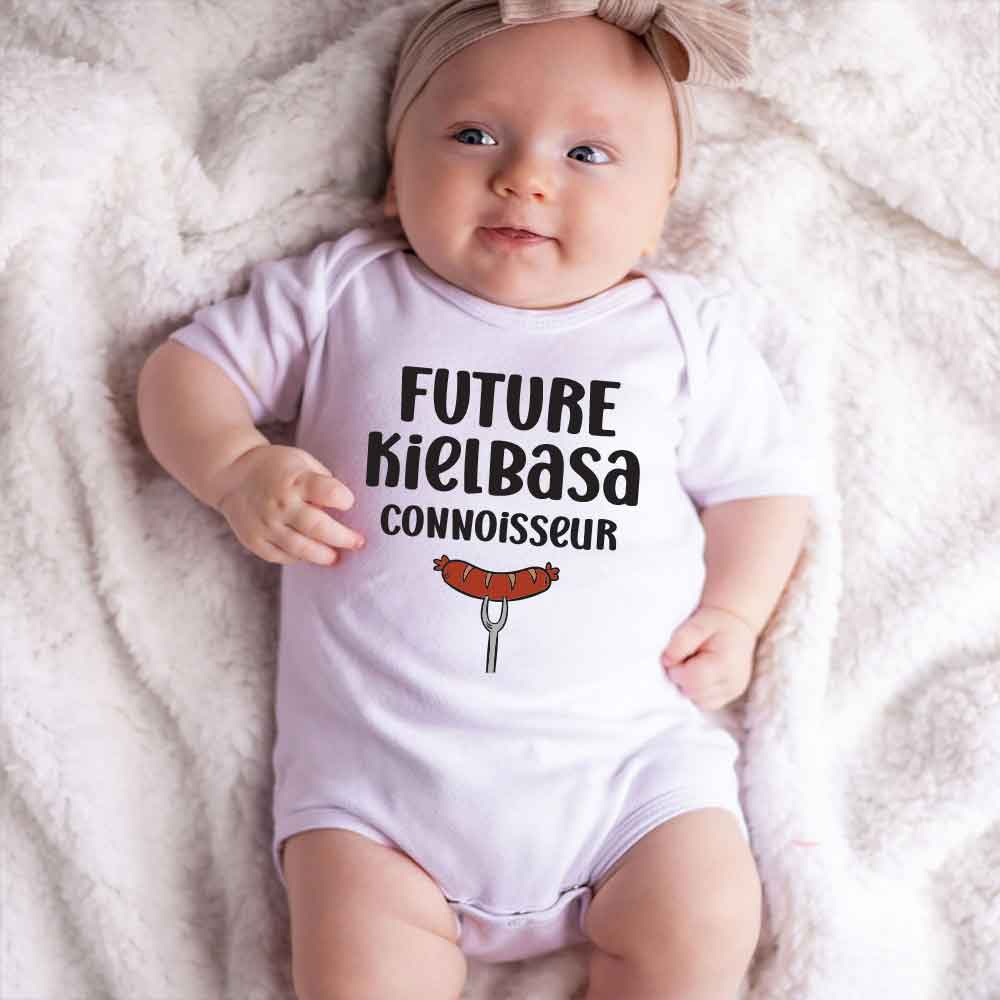 Future Kielbasa Baby Bodysuit Polish Sausage Food Pun Food Humor Polish Baby Food lover Baby outfit