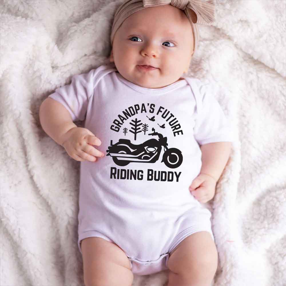 Grandpa's Future Riding Buddy Baby bodysuit motorcycle biker motor bike theme baby clothes