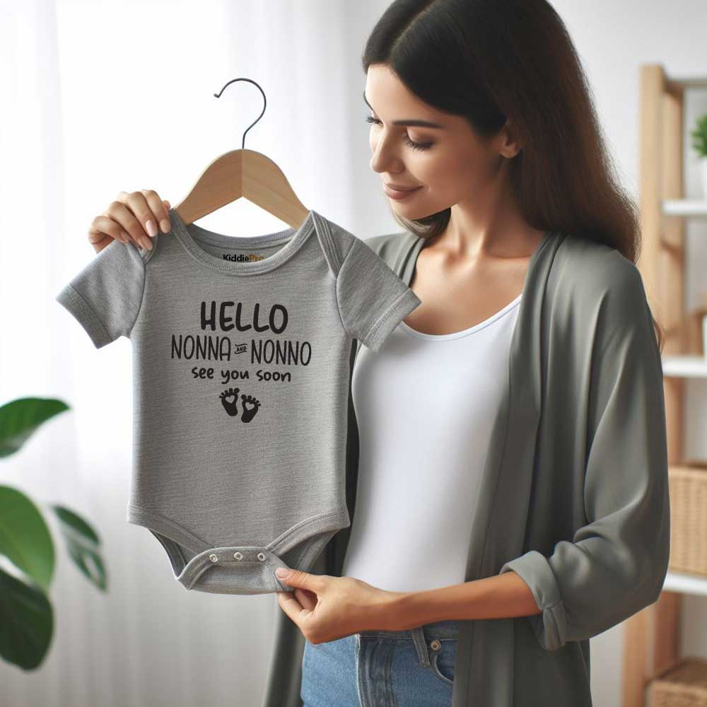 Italian Grandparents pregnancy announcement Hello Nonna Nonno baby Bodysuit coming soon baby clothes