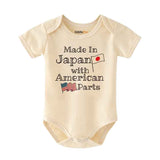 Made in Japan with American parts baby bodysuit Japanese American heritage baby clothes, Mixed Race baby outfit