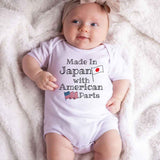 Made in Japan with American parts baby bodysuit Japanese American heritage baby clothes, Mixed Race baby outfit