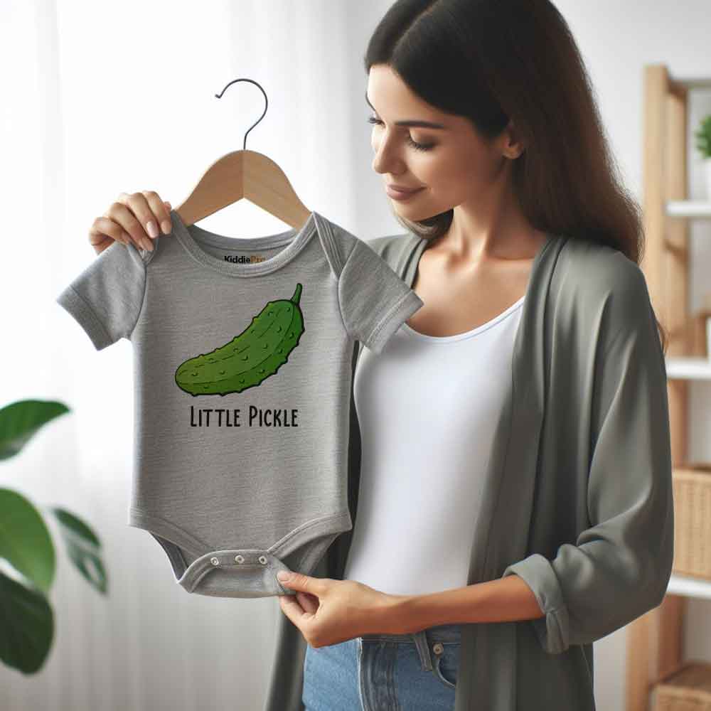 Little Pickle Babygrow Big Dill Vegan baby bodysuit Food Pun Vegetarian parents vegetable theme