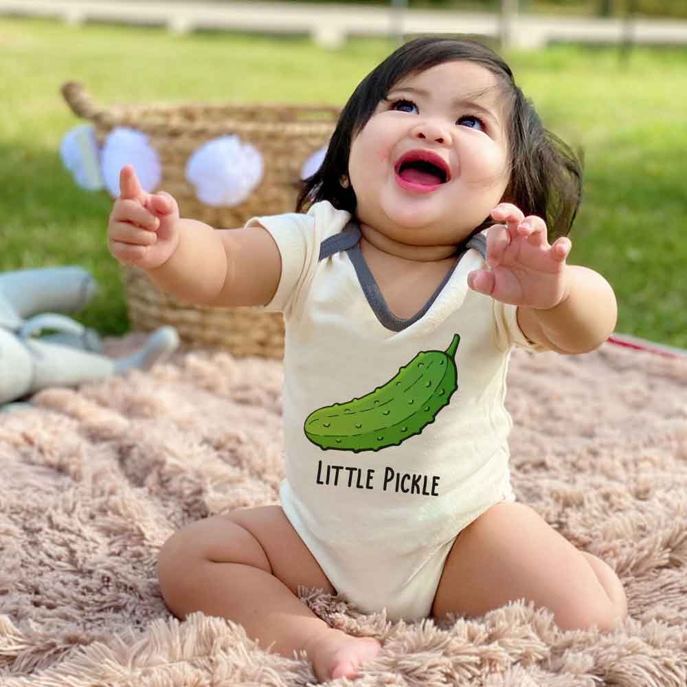 Little Pickle Babygrow Big Dill Vegan baby bodysuit Food Pun Vegetarian parents vegetable theme