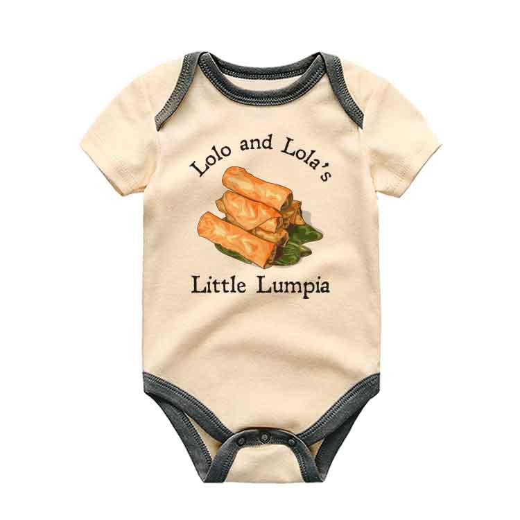 Lolo and Lola's little lumpia bodysuit Grandpa and Grandma's little springroll Funny Asian Shanghai Rolls Food theme baby clothes,