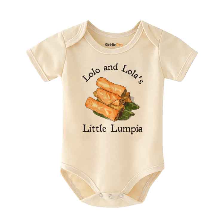 Lolo and Lola's little lumpia bodysuit Grandpa and Grandma's little springroll Funny Asian Shanghai Rolls Food theme baby clothes,