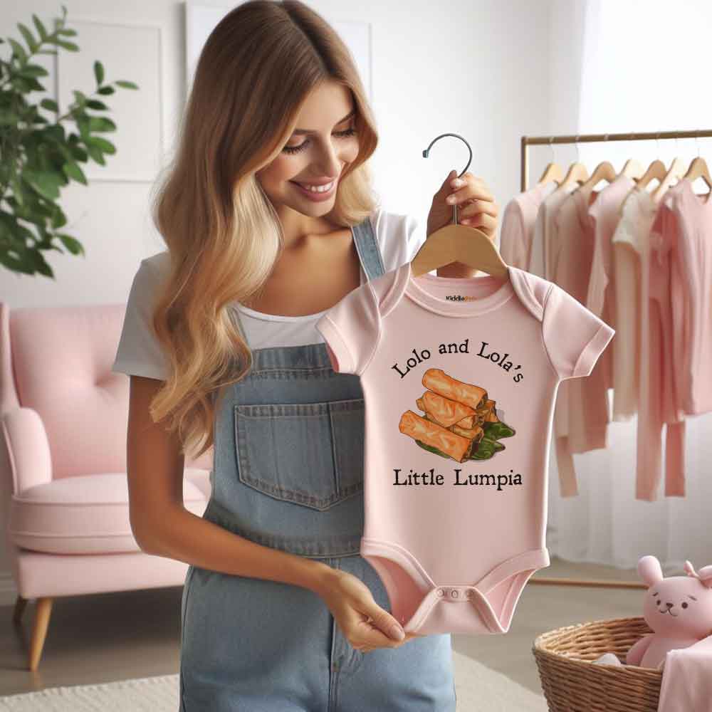 Lolo and Lola's little lumpia bodysuit Grandpa and Grandma's little springroll Funny Asian Shanghai Rolls Food theme baby clothes,