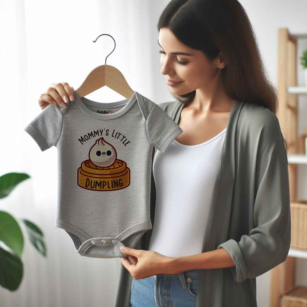 Mommy's little dumpling baby bodysuit Asian Foodie Chinese Food Pun baby clothes