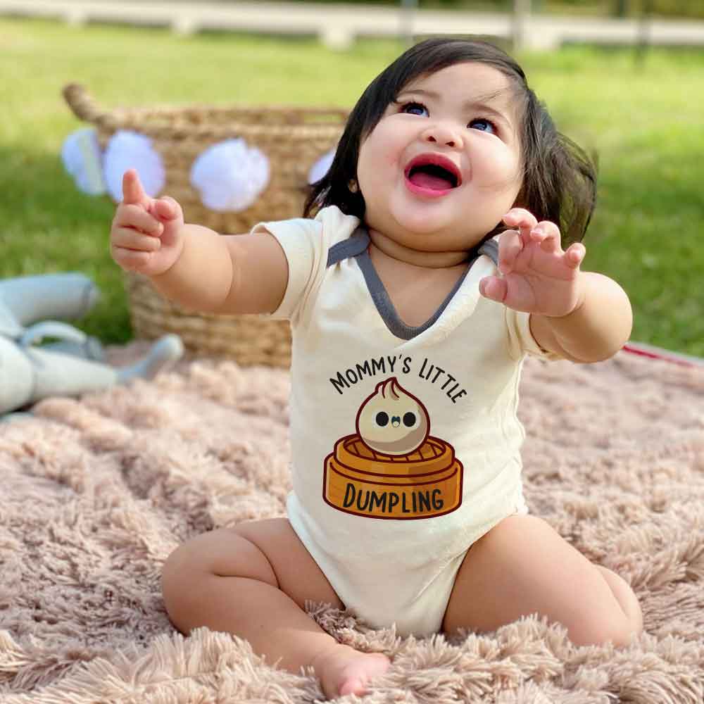 Mommy's little dumpling baby bodysuit Asian Foodie Chinese Food Pun baby clothes