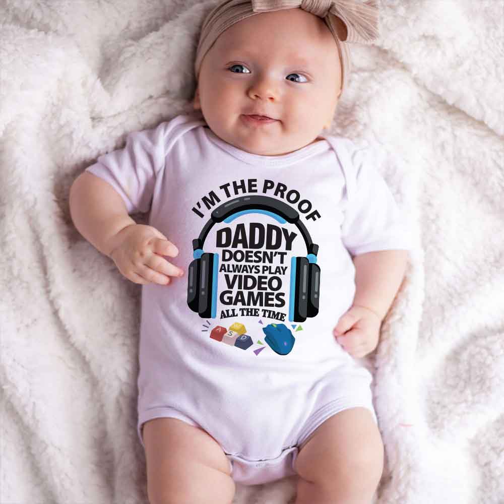 Gamer Dad Baby bodysuit Video Games Humor joke Gaming Baby clothes Funny Gift for Dad