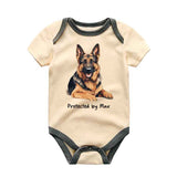 Custom Pet Name Baby Bodysuit, Protect By Dog Breed, Expecting Mom Gift, Dog Cat Name, Custom Baby clothes, Baby Outfit