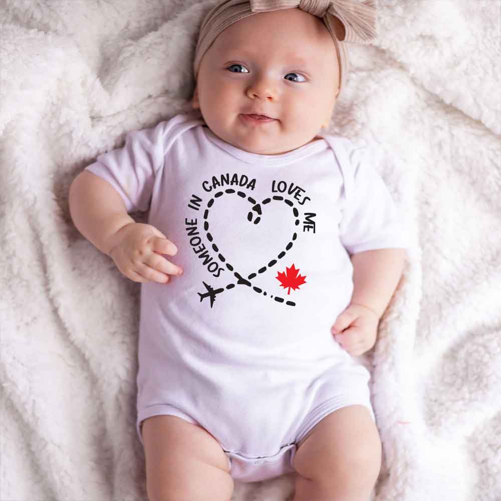 Someone in Canada loves me Canada Pride Baby Bodysuit Canadian Baby Gift First Canada Day Bodysuit