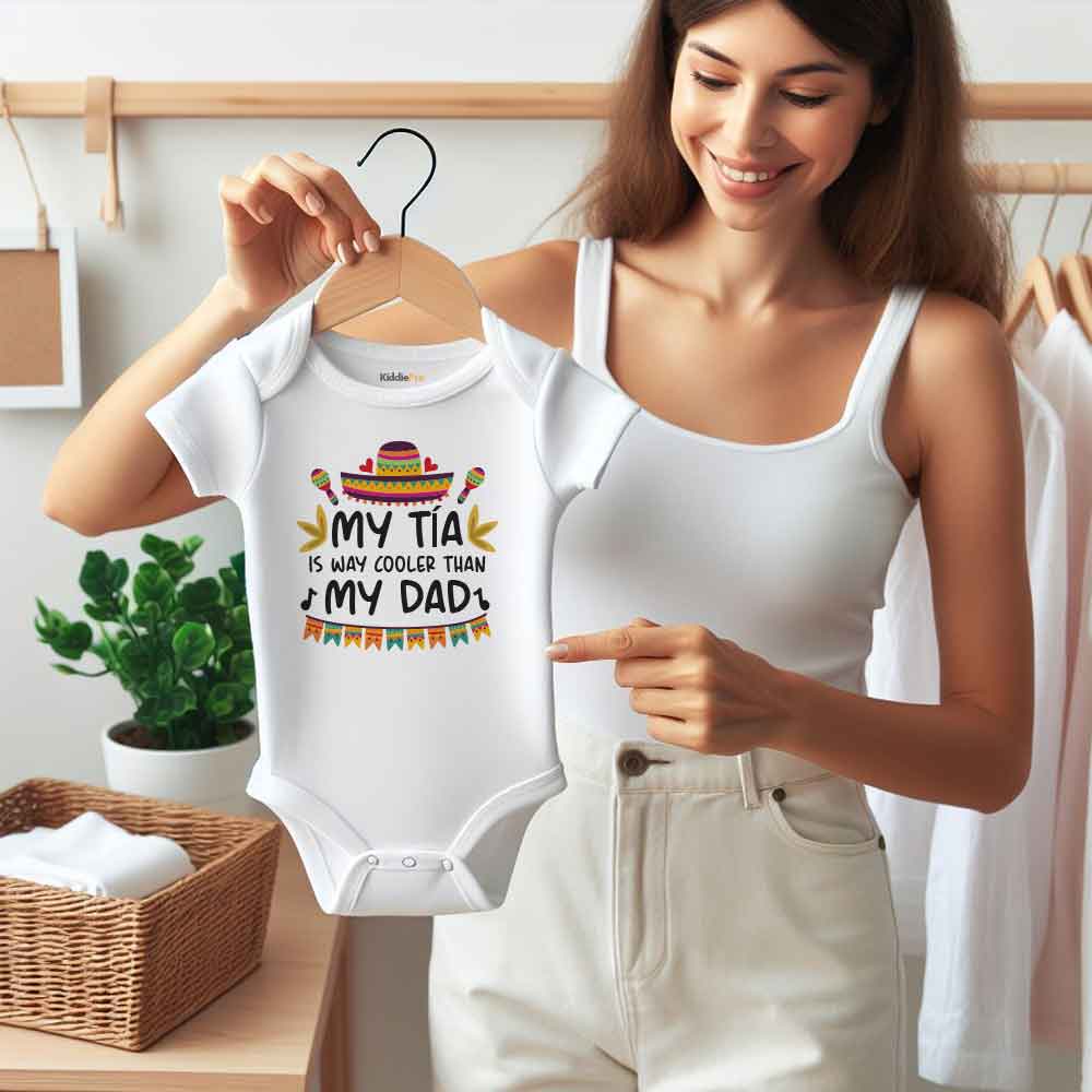 Mexican Aunt Tia Baby bodysuit Cooler than my Dad shirt Cool Aunt Baby clothes Baby humor, Funny Baby gifts