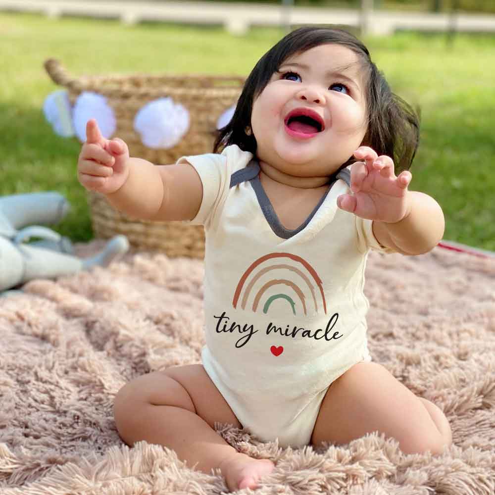 Tiny Miracle baby bodysuit Rainbow Baby IVF NICU graduate Rainbow of hope Baby sleeper