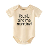 Godmother Godparents bodysuit Veux Tu être Ma Marraine baby clothes Pregnancy Announcement Baby Bodysuit Baby Shower Gift, Baby Clothes