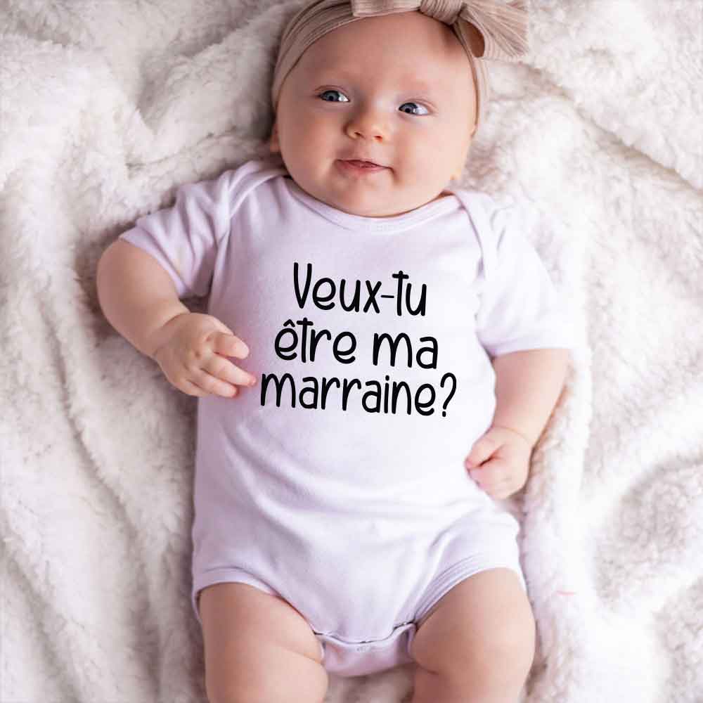 Godmother Godparents bodysuit Veux Tu être Ma Marraine baby clothes Pregnancy Announcement Baby Bodysuit Baby Shower Gift, Baby Clothes