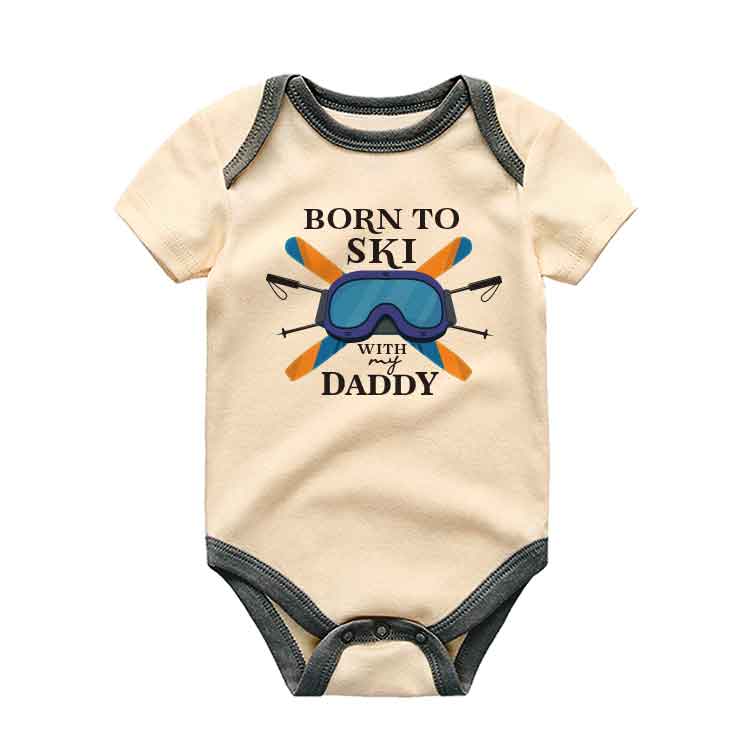 Born to Ski with Daddy - Snowboarding Baby clothes, Skiing Adventure Baby romper, Snowsports, Cute Infant Clothing