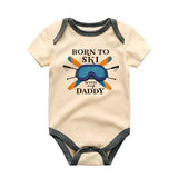 Born to Ski with Daddy - Snowboarding Baby clothes, Skiing Adventure Baby romper, Snowsports, Cute Infant Clothing