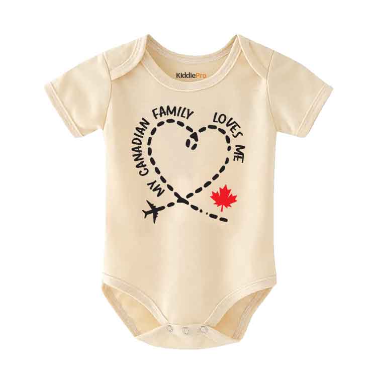 My Canadian Family Loves me Baby bodysuit-Canada Eh Baby clothes, Maple Leaf outfit, Gender-Neutral Baby Bodysuits