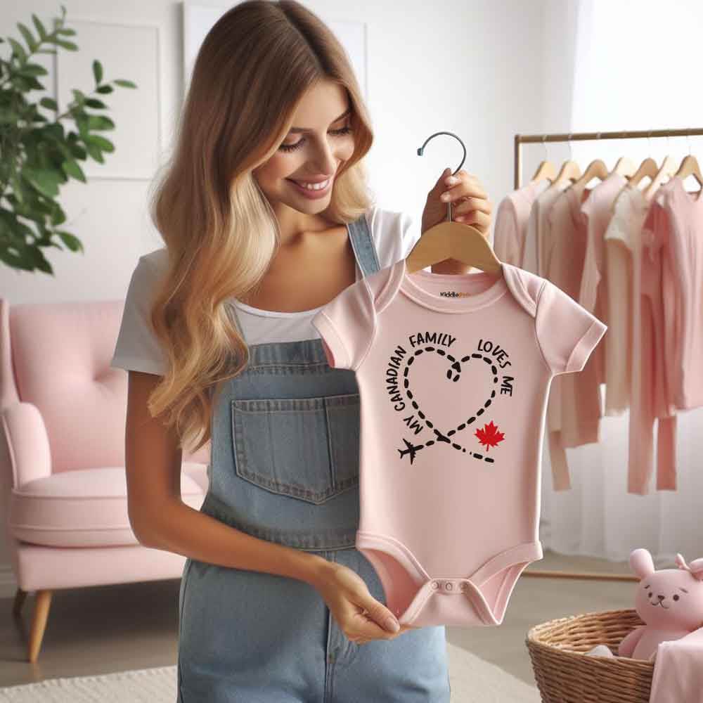 My Canadian Family Loves me Baby bodysuit-Canada Eh Baby clothes, Maple Leaf outfit, Gender-Neutral Baby Bodysuits