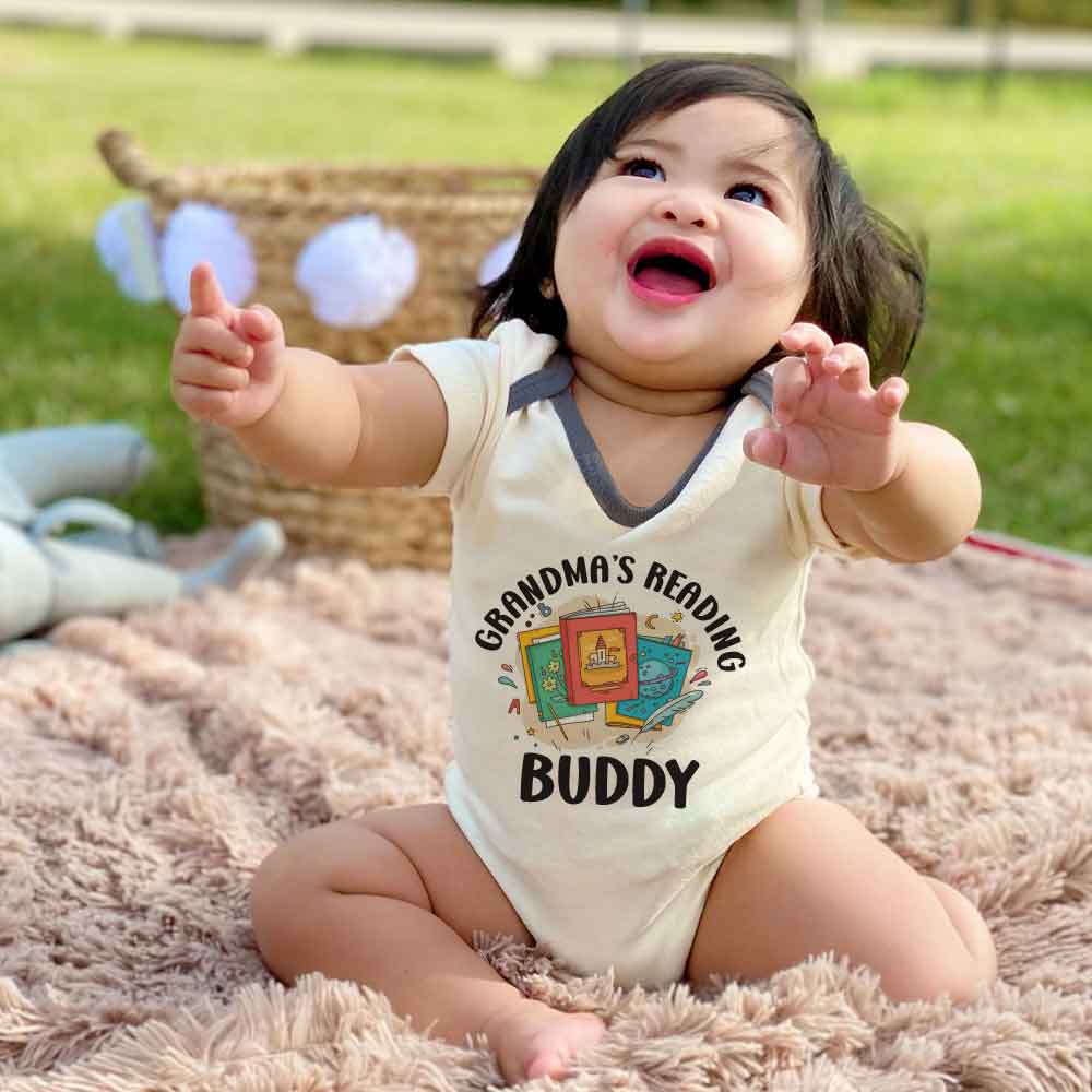 Grandma's reading buddy baby bodysuit book lover baby shower gift Granny's Buddy baby clothes