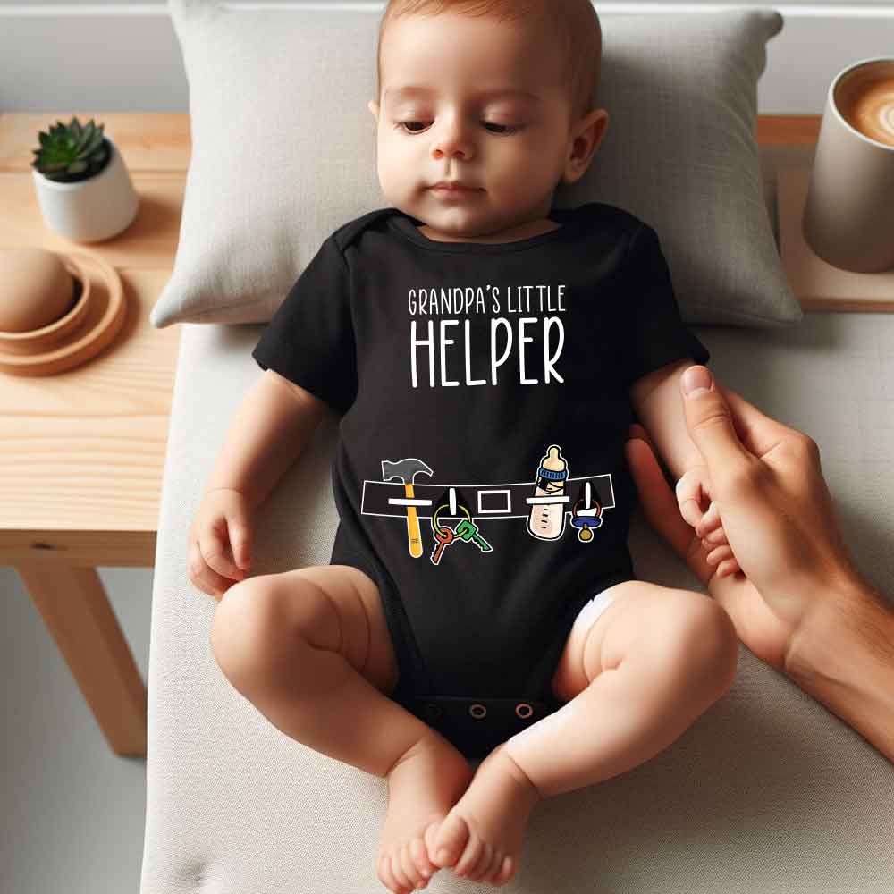 Grandpa's little Helper Baby Bodysuit little assistant pregnancy reveal Gift for grandson/granddaughter