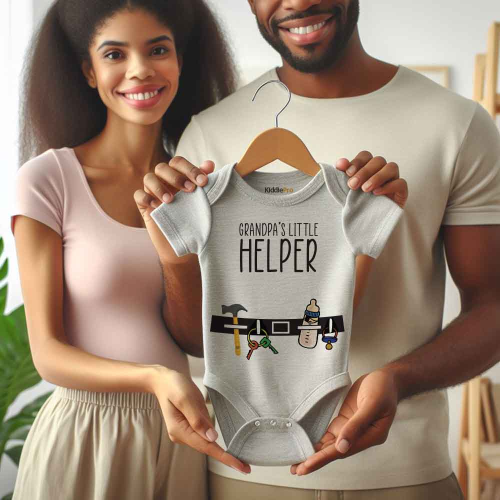 Grandpa's little Helper Baby Bodysuit little assistant pregnancy reveal Gift for grandson/granddaughter