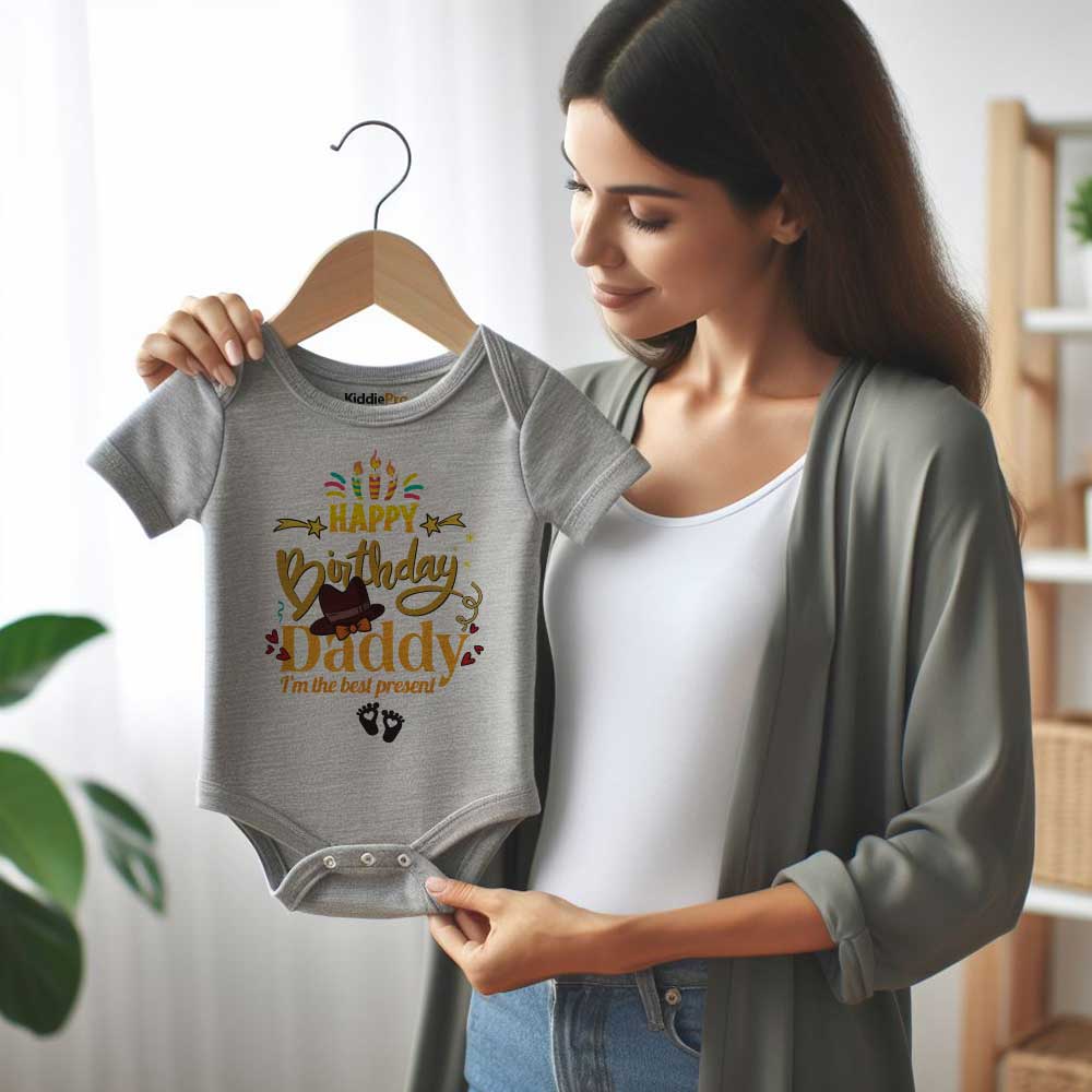 Happy Birthday Daddy baby bodysuit pregnancy announcement reveal New dad gift 1st birthday with dad