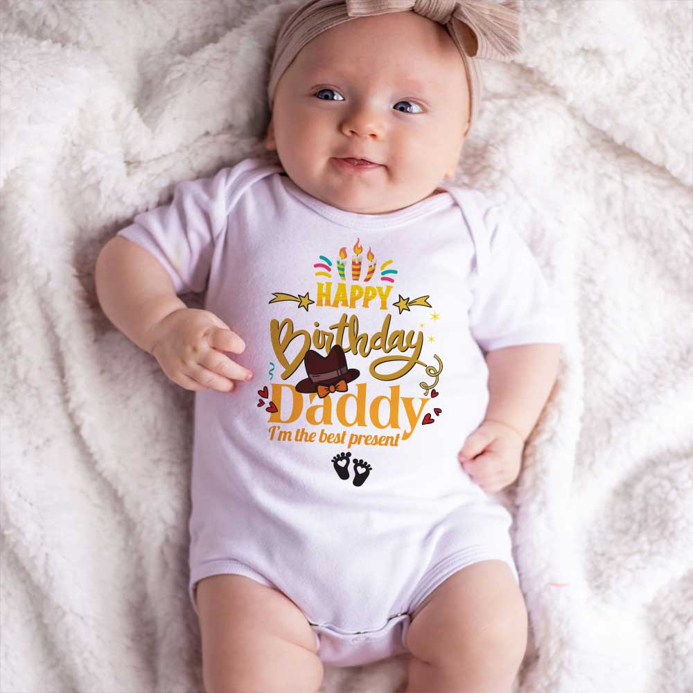 Happy Birthday Daddy baby bodysuit pregnancy announcement reveal New dad gift 1st birthday with dad