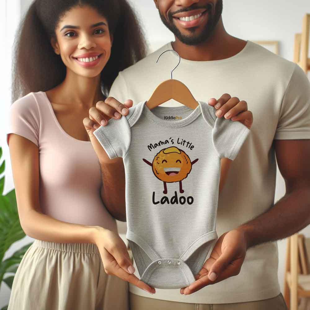 Mama's little ladoo baby bodysuit Food Humor baby outfit Indian dessert-themed baby clothes